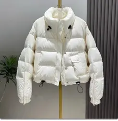 Winter Cotton Down Parka Warmer Women's Lightweight Water-Resistant Puffer Coat Thick Zipper Loose Outerwear Female