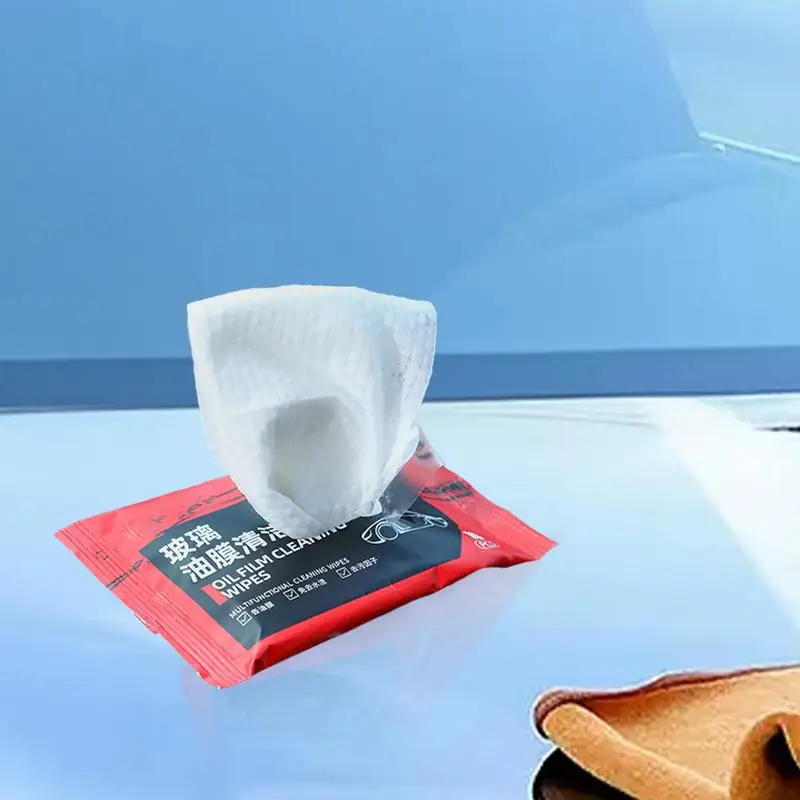 Car Oil Film Cleaning Glass Automotive Oil Film Cleaning Wipes For Windshield 5 Packs Long-Lasting Anti-Fog Automotive Glass