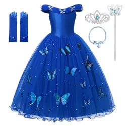 Disney Girl Cinderella Cosplay Dress Up Clothes for Girls Christmas Halloween Party Princess Costume Kids Birthday Wedding Gown