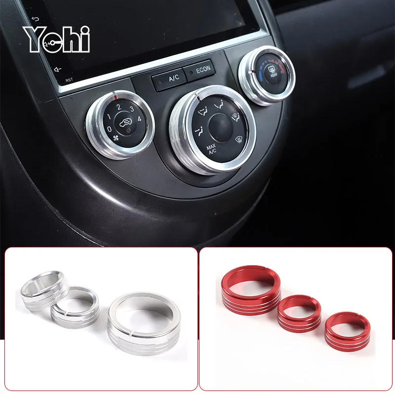 

For Kia Soul 2009-2013 Aluminum Alloy Automotive Air Conditioning Knob Ring Decorative Cover Automotive Interior Accessories