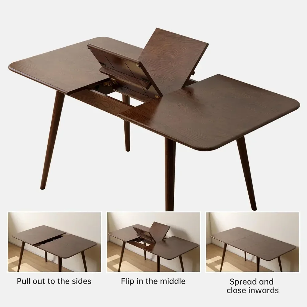 

LX Solid Wood Extendable Dining Room Table (Walnut, 39.37''-55.12'')SSS