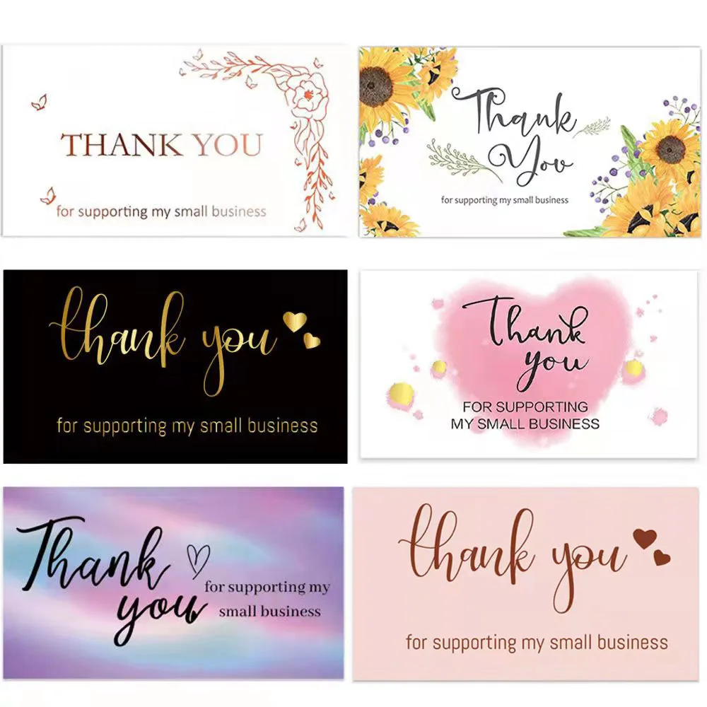 10-50pcs Thank You Cards for Supporting My Business Thanks Greeting Card 2*3.5inch Appreciation Cardstock for Gift Decor Card