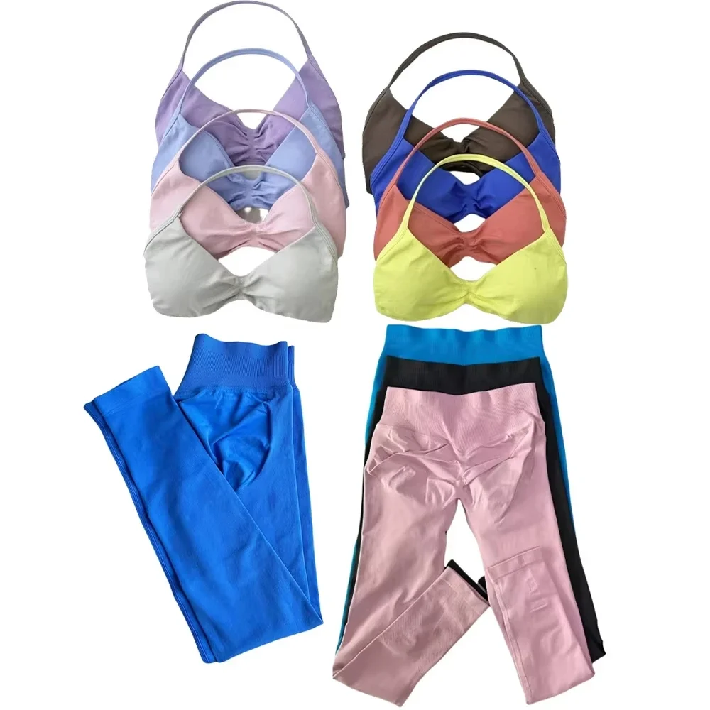 

Two-piece Girls' Resistance Training Yoga Pilates Gym Exercise Cycling Sports Set High-elasticity Seamless Set