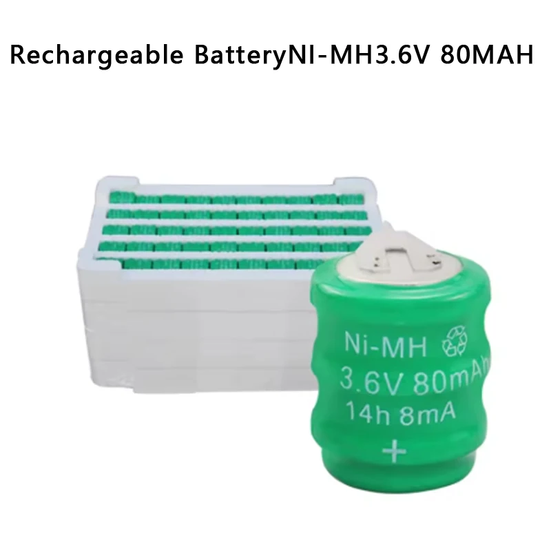 

1-10PCS 3.6V 80mAh NI-MH Button Cell Ni MH Batteries With Pins Rechargeable Battery For Clock Memory Lawn Lamp