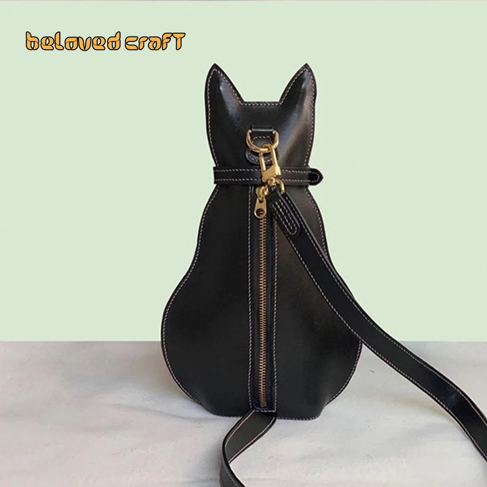 Imagem -06 - Belovedcraft-bolsa de Couro para Mulheres Fazer Padrões com Modelos Acrílicos Desenhos Animados do Gato Bolsa de Peito Mochila Bolsa Crossbody