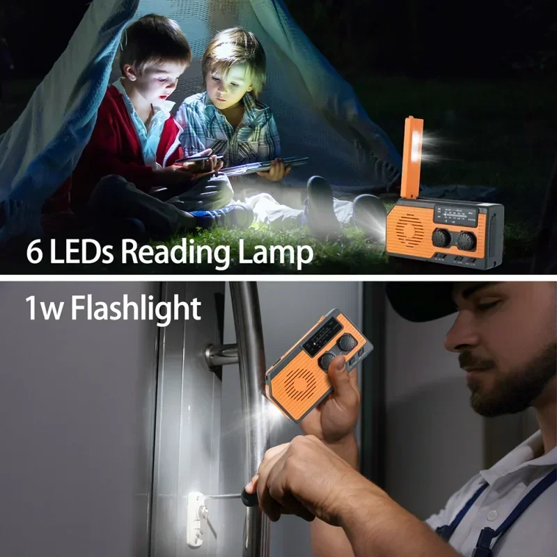 Solar USB Charging FM Radio AM WB NOAA Radio Weather Emergency Power Bank 5000mA Hand Crank Multifunctional Radio LED Flashlight