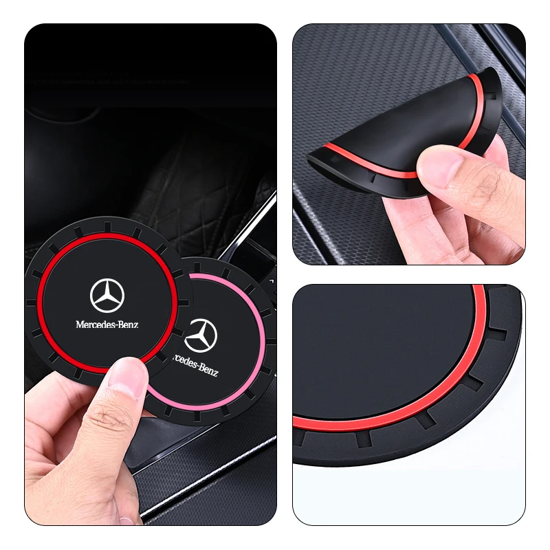 Posavasos de silicona para coche, alfombrilla antideslizante para bebidas, para Mercedes Benz AMG W204 W203 W205 W211 W212 W213 W201 W210 W124 W126,