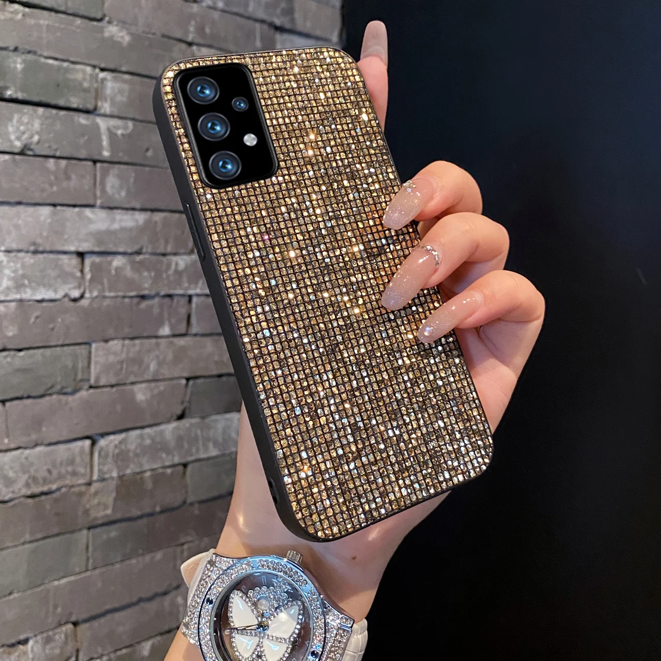 Luxus Shiny Grid Pattern Mode TPU Fall Für Samsung Galaxy A14 A15 A16 A35 A36 S25 S24 S23 S22 Plus FE Ultra Glitter Shell – Detail 6