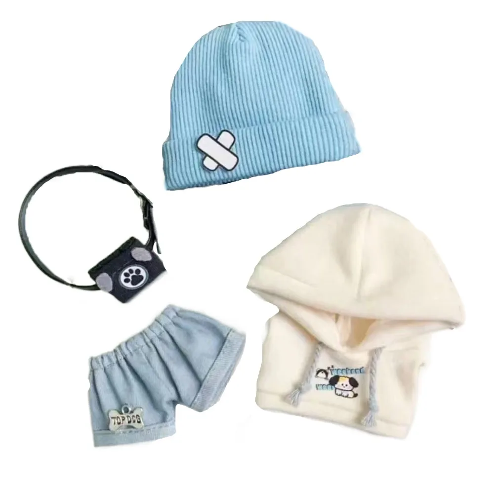 

1 комплект, толстовка с капюшоном для собак, 10 см, хлопковая кукольная одежда, комплект для щенков со шляпой, одежда для куклы, наряд, прекрасная маленькая сумка, комплект одежды для куклы