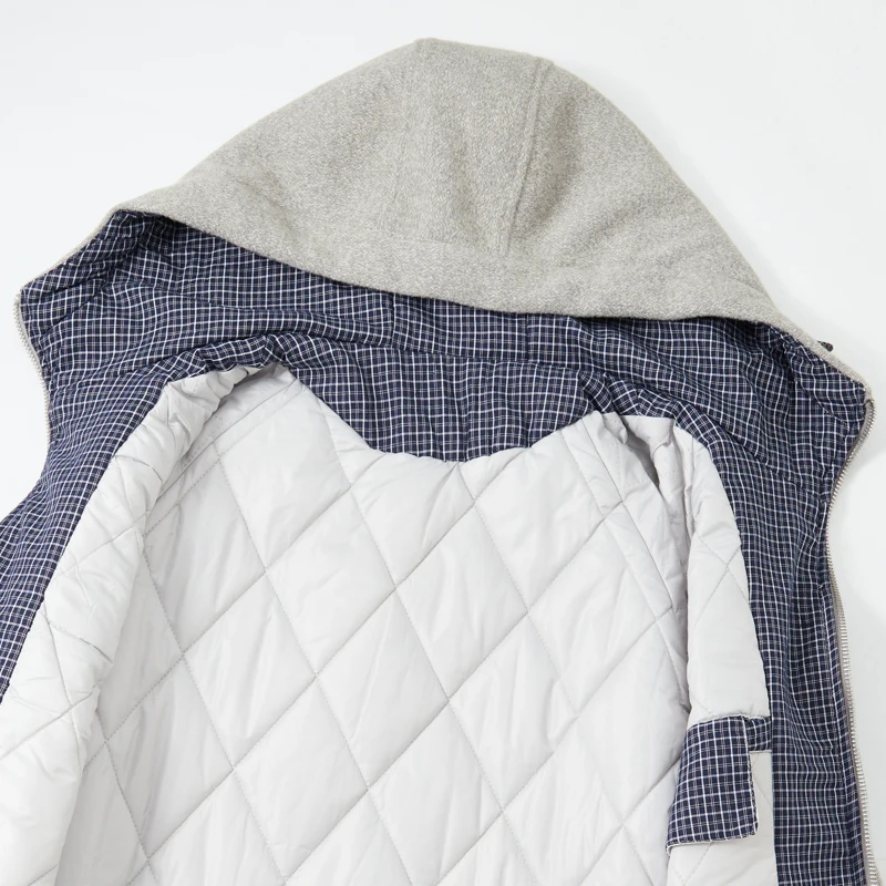 الرجال الشارع الشهير خمر فضفاض السببية الدافئة الصوف مقنعين سترات Cityboy ملابس خارجية الشتاء القطن مبطن مبطن معطف رشاقته #5