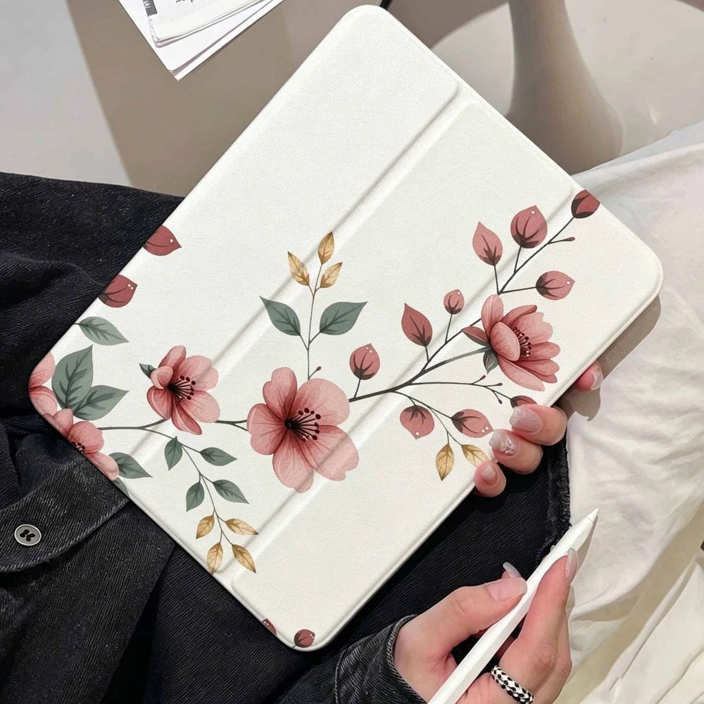 Vintage pink floral pattern For Samsung Galaxy Tab A8 A9 A11 S6 S7 S8 S9 S10 S11 FE Plus Lite With Pen Slot Tablet Case