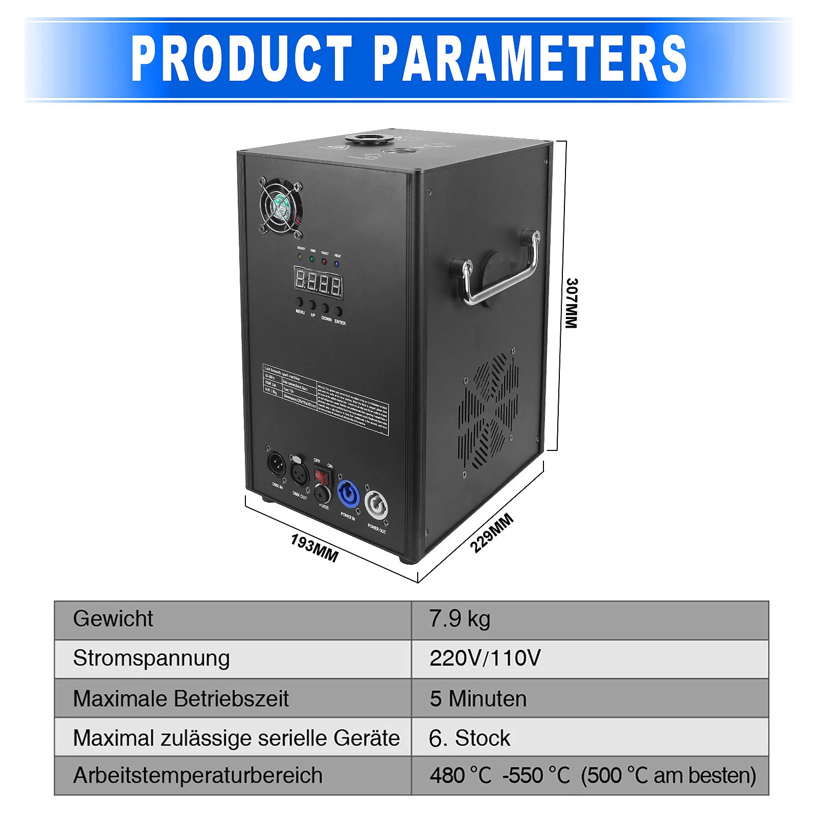 Butoy Mini Electric Fire work Machine 700W DMX512 Control without Ti-powder Cold Sparkler Machine for Weddings and Nightclub