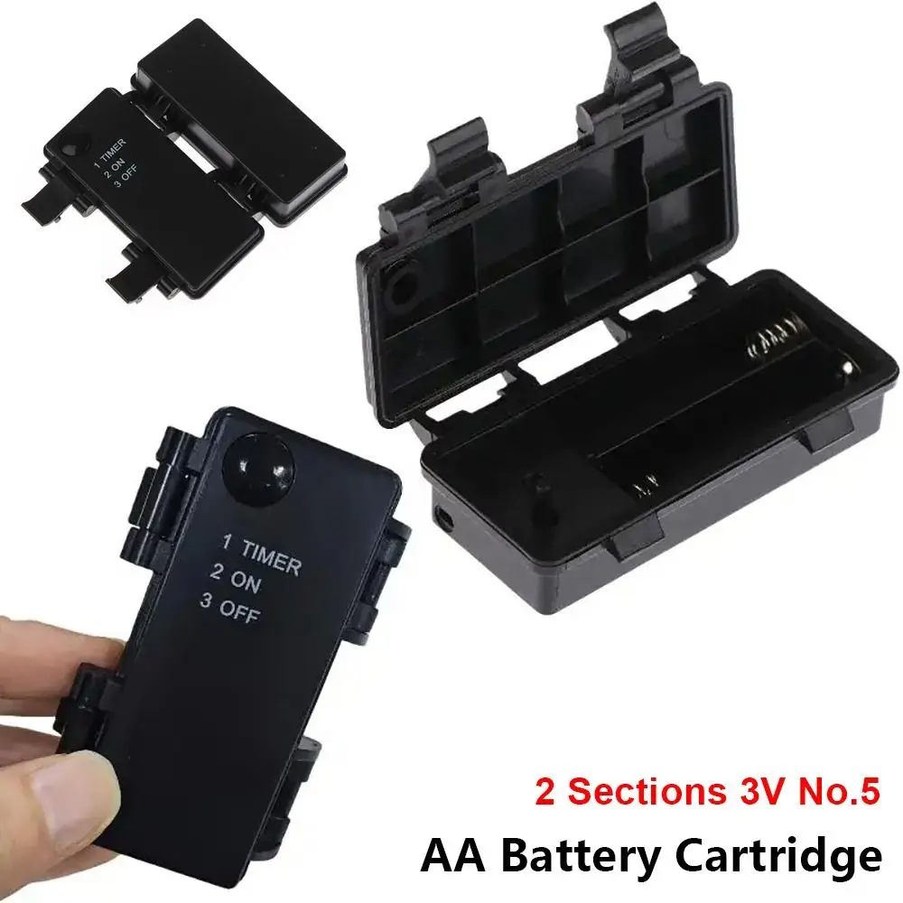 1Pcs Durable 3V No.5 AA Battery Holder with Timing Function Waterproof Battery Cartridge Dustproof 2 Sections Timer Switch