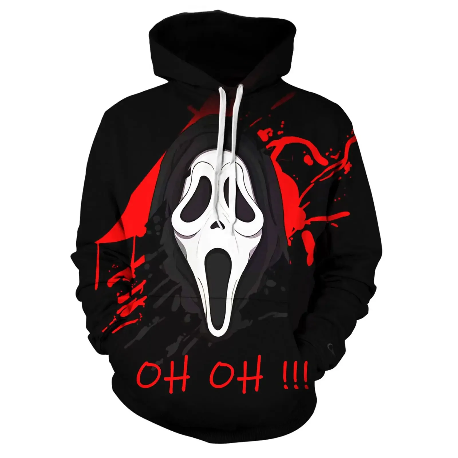 Men\'s and Women\'s Scream Hoodie Gothic Street Wear Men\'s Funny Print Top Movie Reaper Graphic Hoodie Halloween Y2K Hoodie