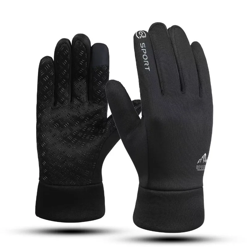 Winter cycling warm gloves men's outdoor sports windproof waterproof non-slip velvet electric vehicle touch screen gloves