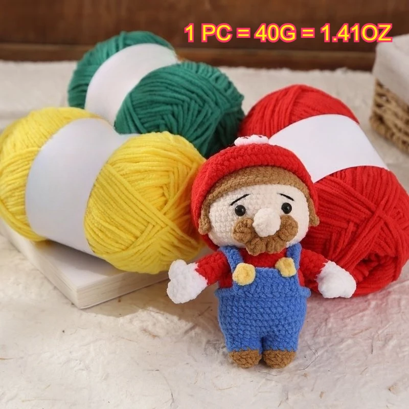 1 unidad de hilo de terciopelo grueso de 40g, hilo de chenilla esponjoso para muñeca de ganchillo a mano, zapato, sombrero, bufanda, suéter, hilo grueso, hilo de tejer suave DIY