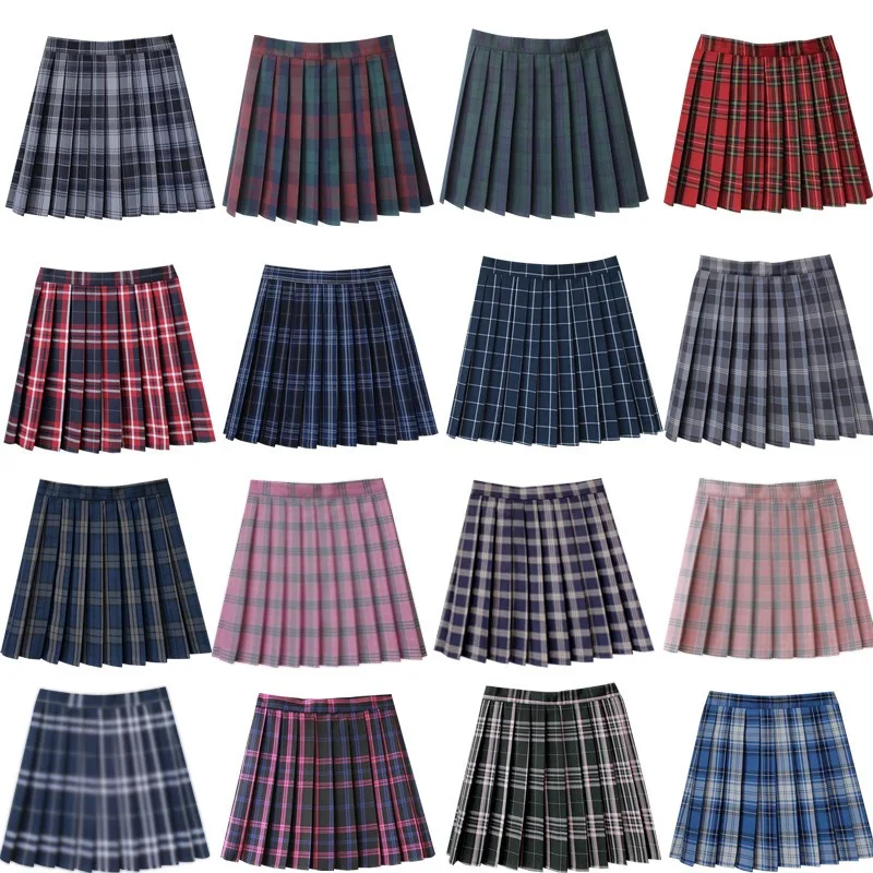 

Kids High Waist Pleated Plaid Skirts Mini Tennis Skirt Harajuku JK Japanese School Uniform Short A-Line Mini Skirt Girls 40cm