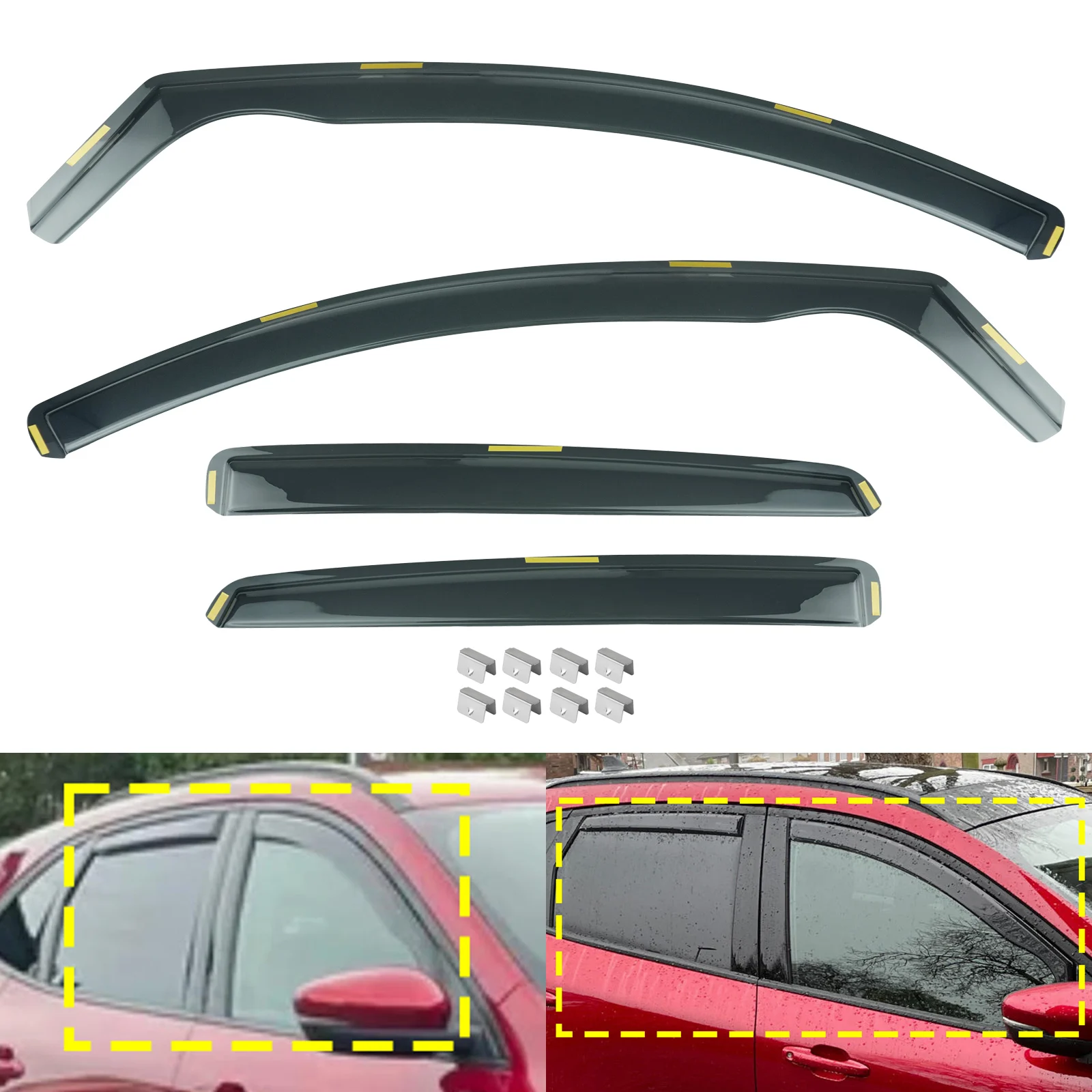 4pcs/set Tint Side Window Wind Rain Sun Guard Deflectors Protector Sheet Tea Translucent For Ford Kuga III MK3 DFK 2020-up