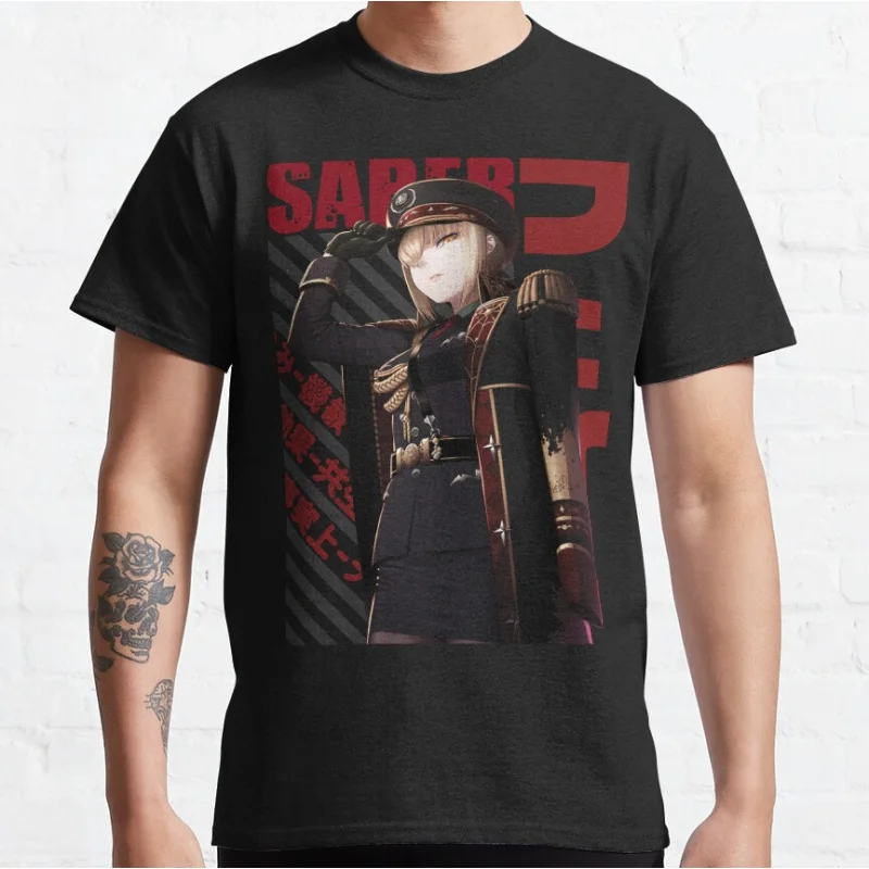 

Cute Anime Saber Alte kawaii video game Fate stay night Short-sleeve crewneck T-shirt for men large size Adult Tops S-6xl