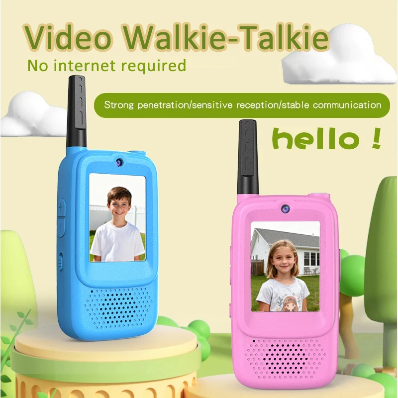 วอล์คกี้ทอล์คกี้สำหรับเด็ก หน้าจอ HD แบบ Type-C อินเตอร์คอมแบบคลิกเดียว ไม่ต้องใช้เครือข่าย สำหรับเล่นบทบาทสมมติระหว่างพ่อแม่ลูก ของขวัญสำหรับเด็ก