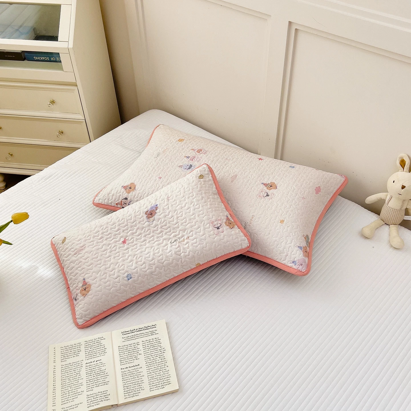 100% cotton Class A double-layer yarn interlining pillowcase pure cotton mite-proof children's baby latex pillowcase one pair si