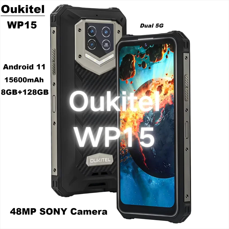 Oukitel WP13 5G Rugged Smartphone, 8GB+128GB Rugged Phones 6.5” HD+screen 5280mAh 48MP Triple Camera IP68/69K Mobilephone, NFC