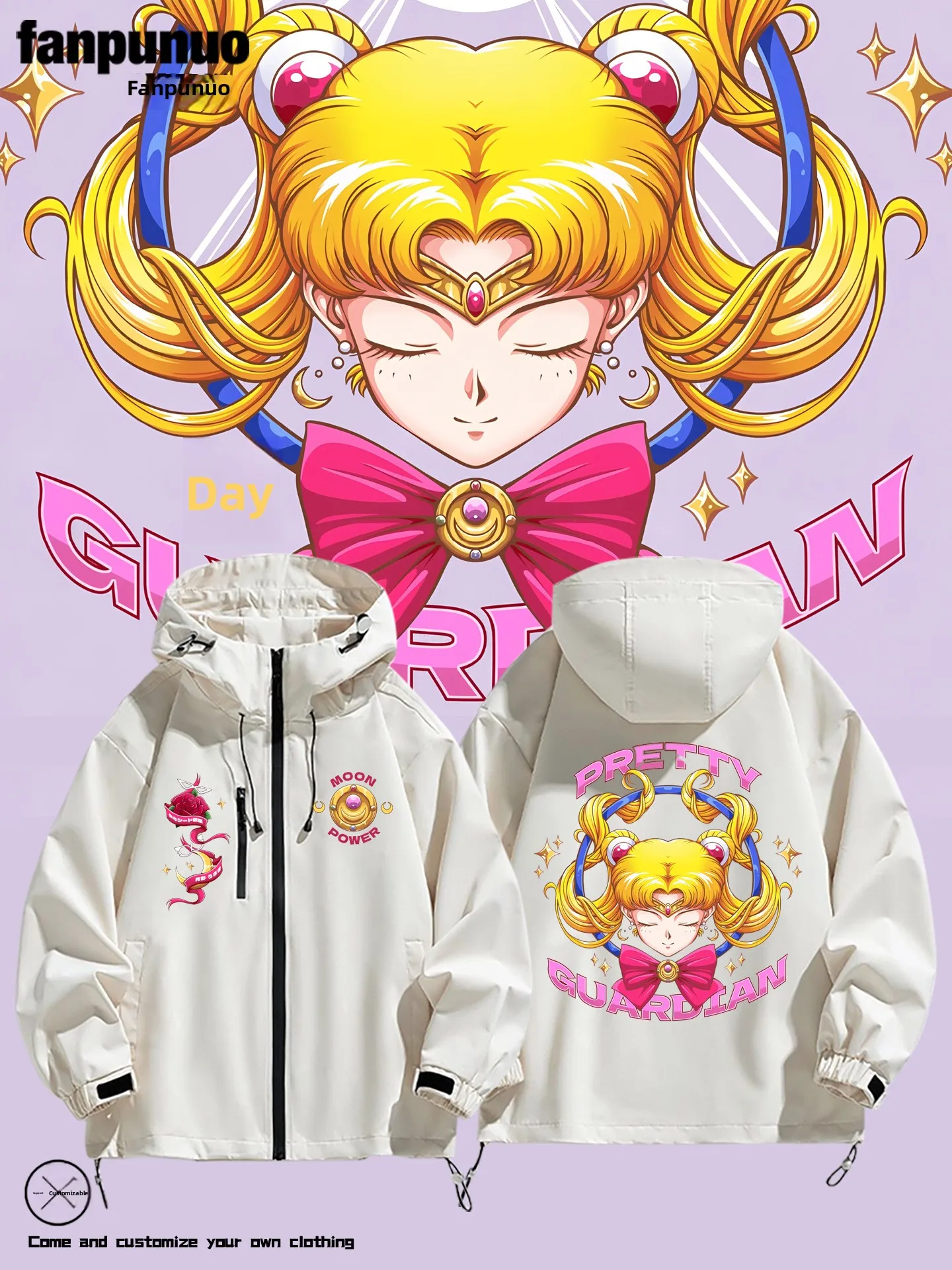 

ex Casual Sle ветрозащитная куртка с капюшоном Collaborative Series Верхняя одежда на тему Сейлор Мун осень-зима мужская мода