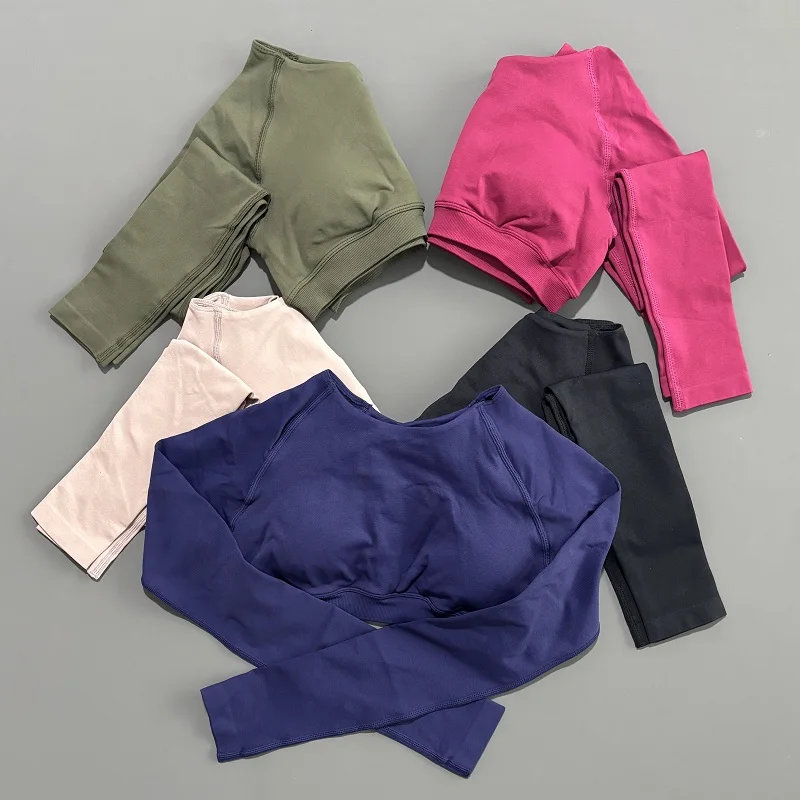 ملابس رياضية لليوجا بأكمام طويلة للسيدات، ملابس رياضية للتدريب في صالة الألعاب الرياضية، ملابس رياضية للجري والجري، ملابس رياضية بدون خياطة