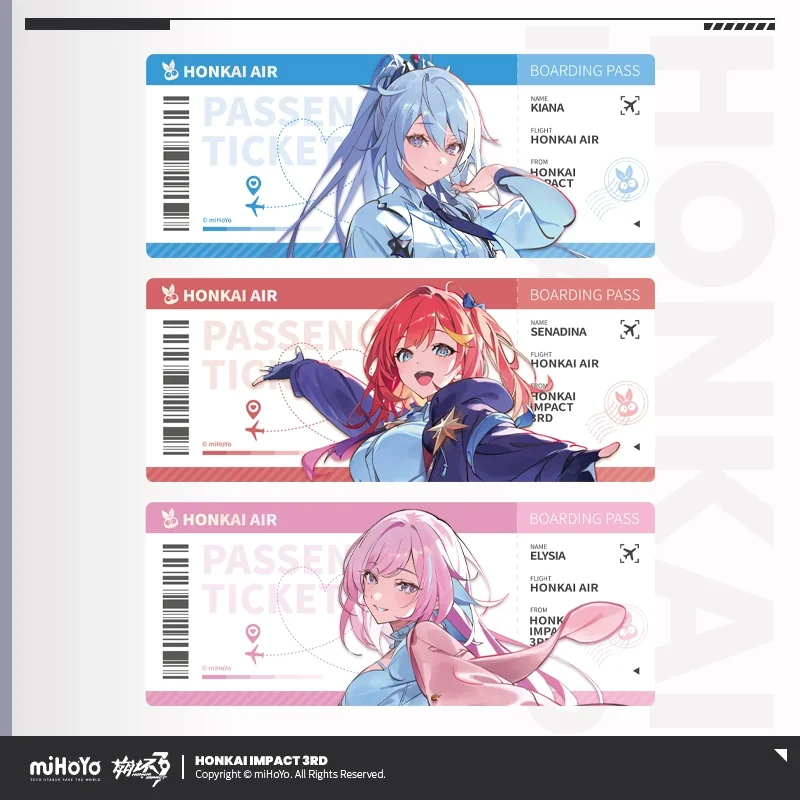 Presale Sunsyea Honkai Impact 3rd Official Merch miHoYo Original Authentic QJQD Series Laser Tickets Kiana Elysia Senadina