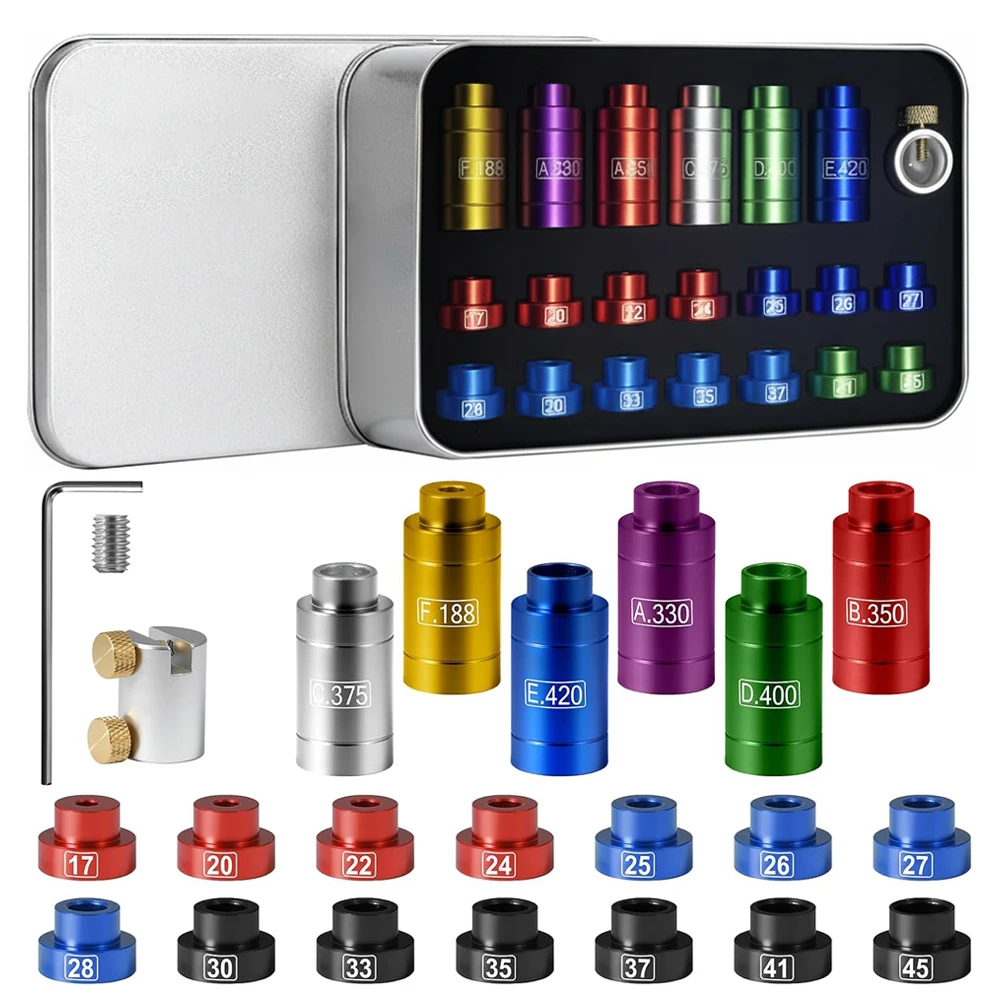 Bullet Headspace Gauge Comparator Kit with 14 Inserts & 6 Bushings .17 to .45 Caliber Bullet Reloading Supplies and Equipment