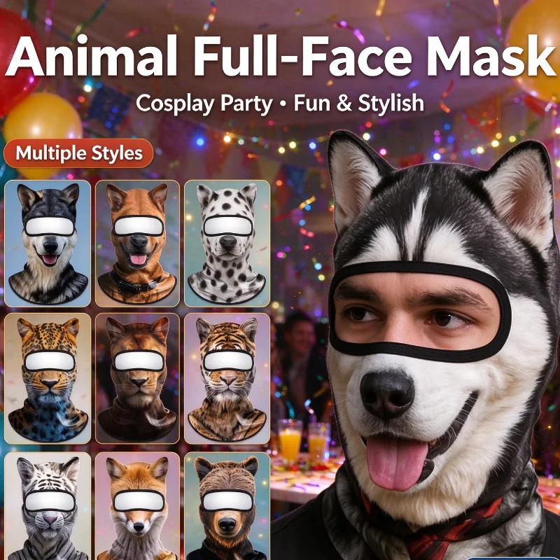 3D Cat Animal Balaclava Full Face Hood Mask New Windproof Warm for Ski Snowboard Motorcycle Breathable Quick-Dry Outdoor Hat