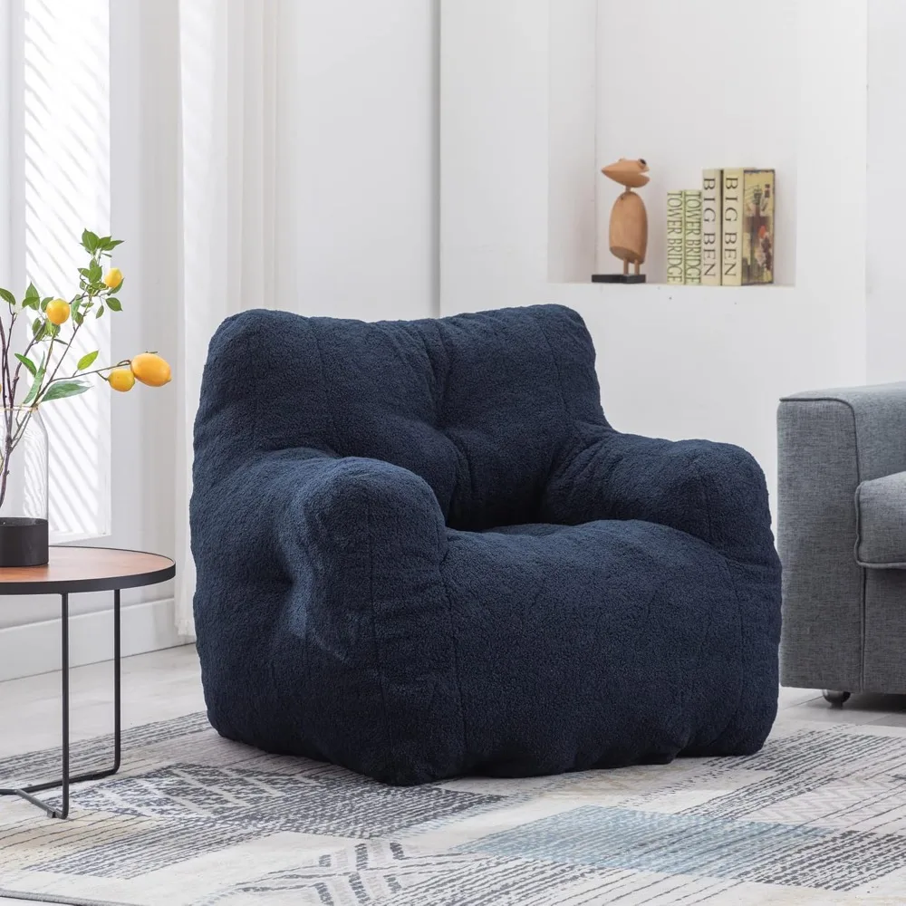 

Bean Bag Chair with Filling Included Bean Bag Chair with Filler Comfy Teddy Fabric Bean Bag Sofa with Memory Foam Fluffy Lazy B