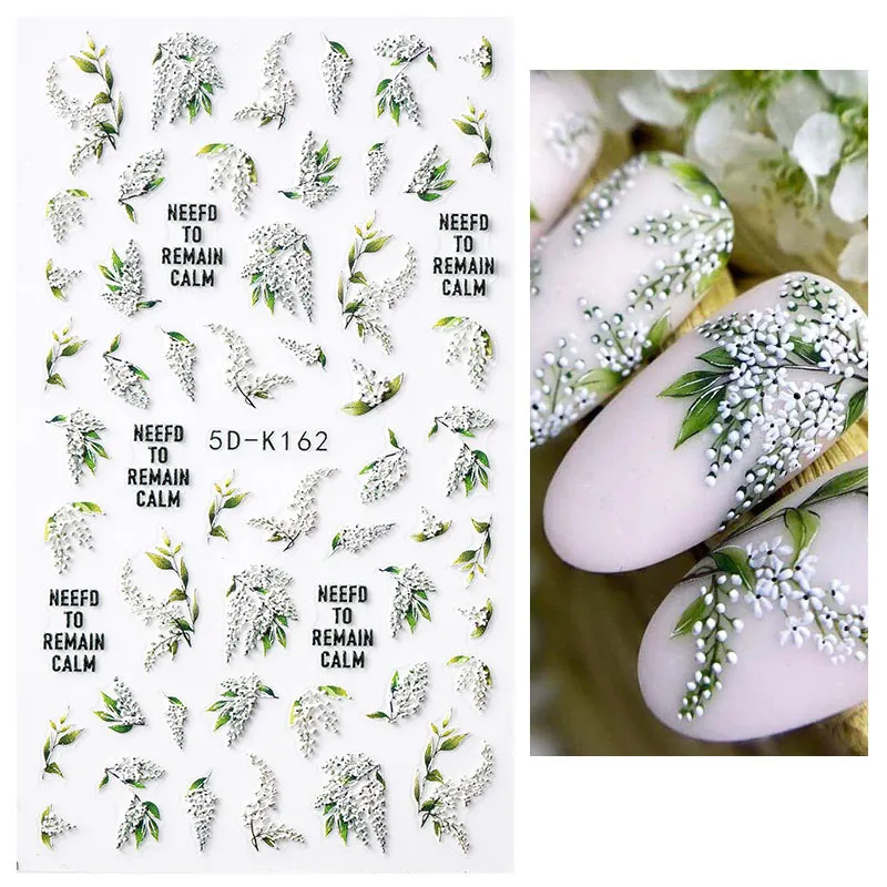 5D geprägte Blumen Nagel Aufkleber Schmetterling Design Transfer Aufkleber Sliders Dekoration DIY Nail Art Maniküre Zubehör