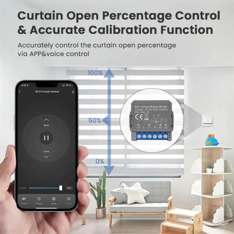 Tuya WiFi Smart Curtain Switch Module with RF433 Remote for Roller Shutter Blinds Motor Work with Alexa Google Home Alice