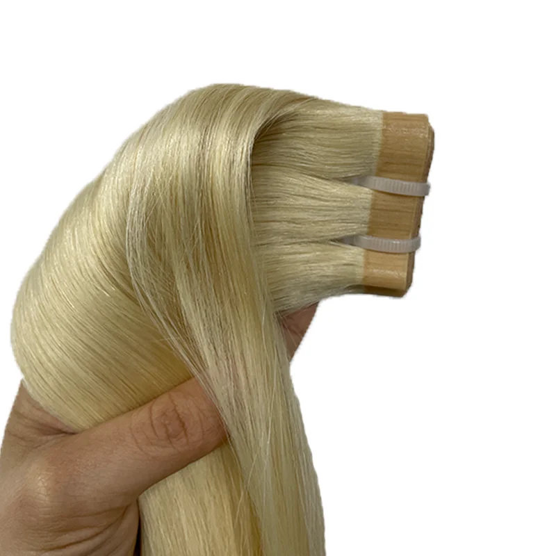 Extensiones de cabello de trama de PU recta Trama de piel de PU invisible Cabello virgen crudo 14 "-28" Cabello inyectado Extremo completo 100G Una trama de donante