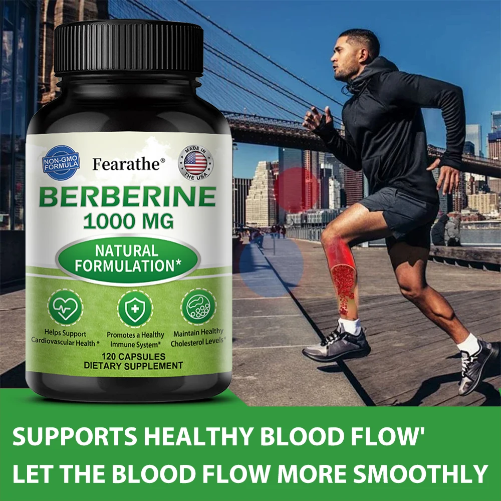 Berberinesupplement 1000 mg Berberine HCL - 30/60/120 capsules - Ondersteunt gezonde metabolische en cardiovasculaire gezondheid, niet-GMO