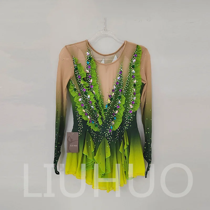 LIUHUO Ice Figure Skating Dress Girls Women Teens Stretchy Spandex Competition Wholesale