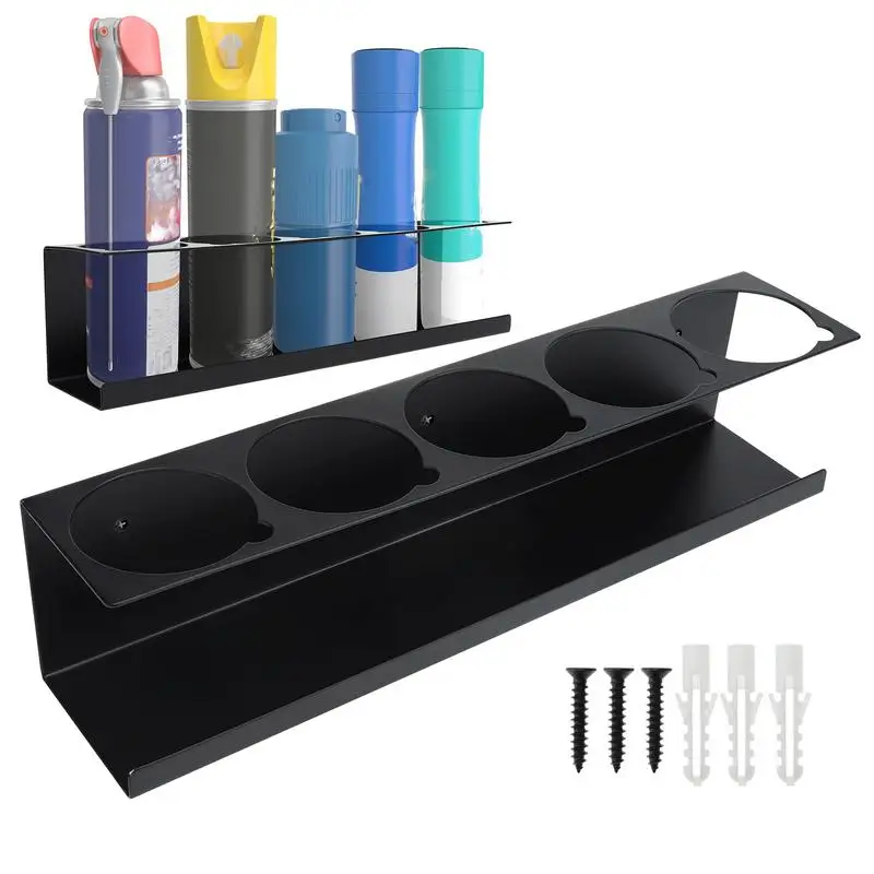 Wall Mounted Spray Can Rack and Power Tool Organizer 5 Hole for Paint Bottle 5 Can Holes Shelf Steel Aerosol Spray Can Rack