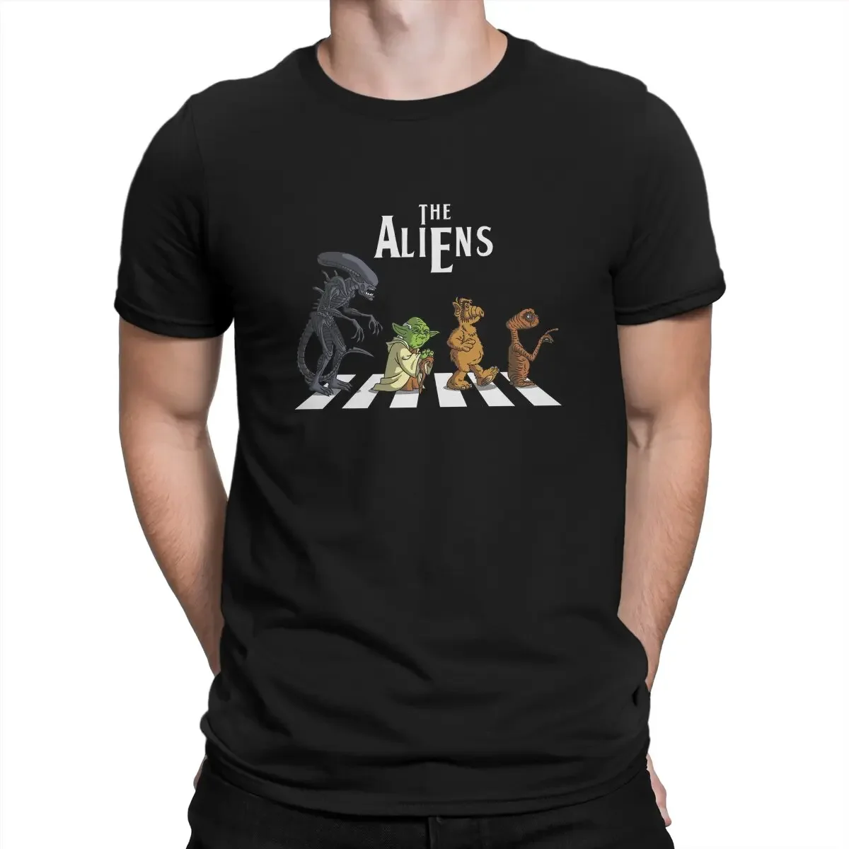 

Graphic Men Tops Vintage Grunge Summer Polyester Harajuku T Shirt Alien Alan Ripley Horror Film The Aliens Abbey Road Tshirt