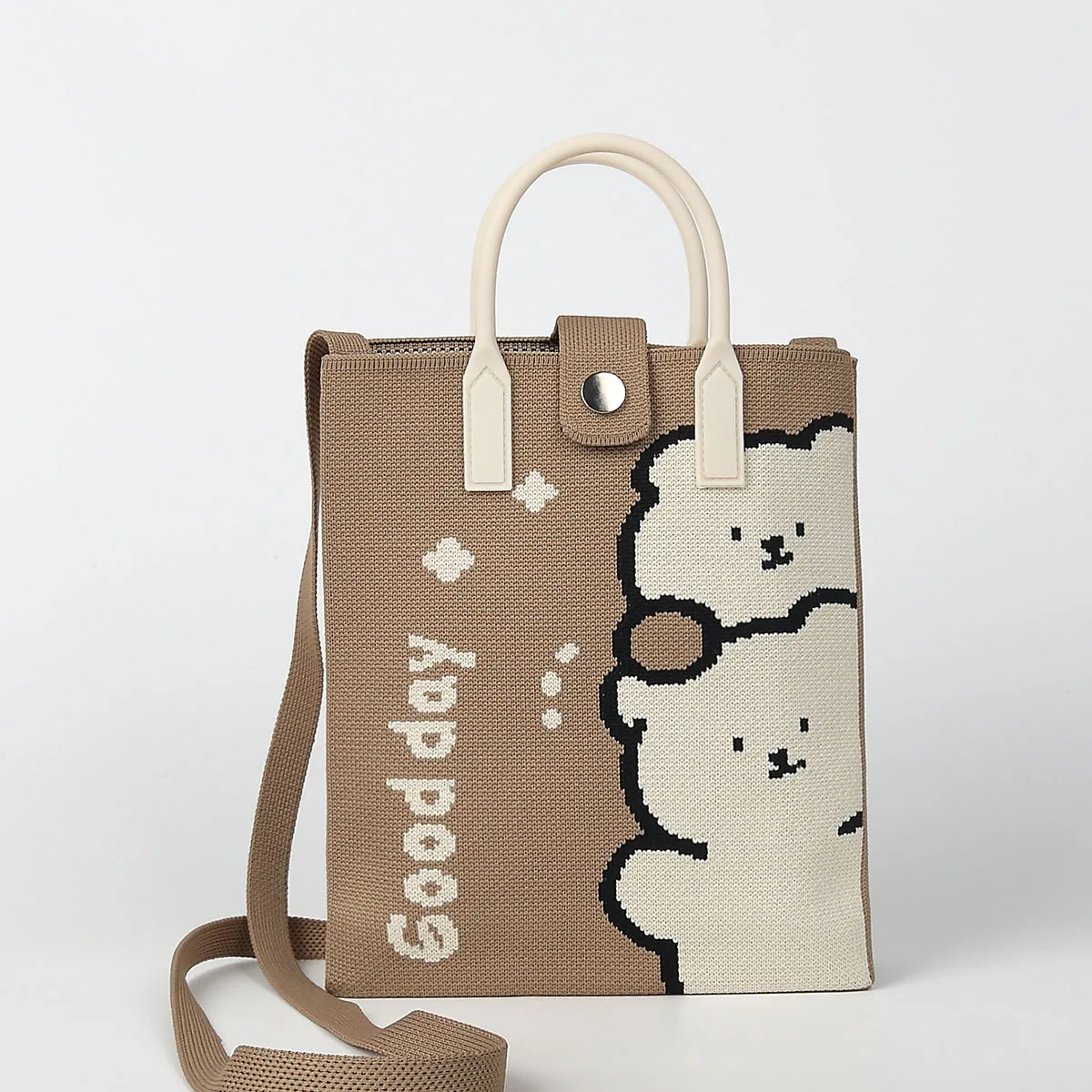 Cute Cartoon Bear Knitted Mobile Phone Bag, Cross-Body Carry Mobile Phone Keys, Glasses and Other Small Items, End Handle, Suitable for Ladies, Female College Students and Children, Casual and Versatile