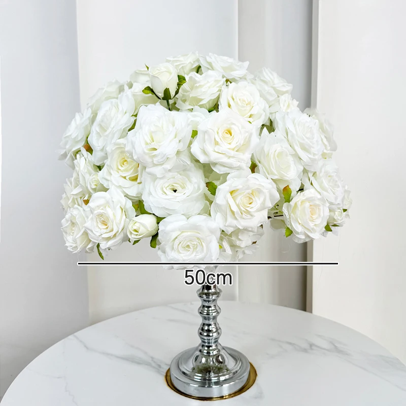 Aritificial Rose Customized Hydrange Flower Ball Road Leading White Silk Flower Ball Wedding Decoration Table Centrepiece Deocr