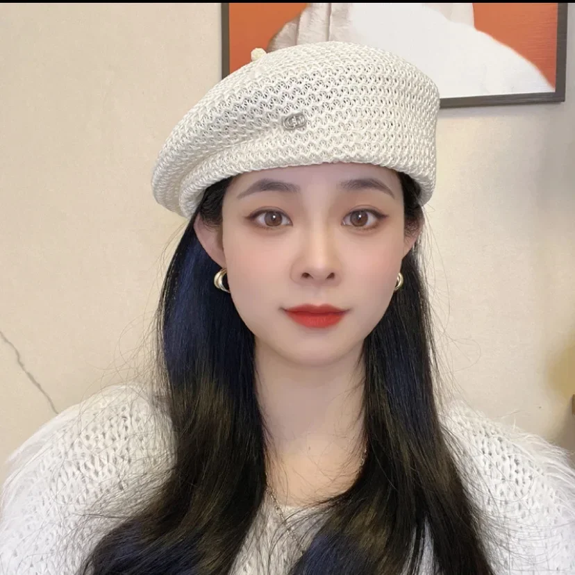 Boina asimétrica de diseñador de inspiración japonesa: sombrero de artista estructurado de ganchillo, sombreros retro de moda para mujer