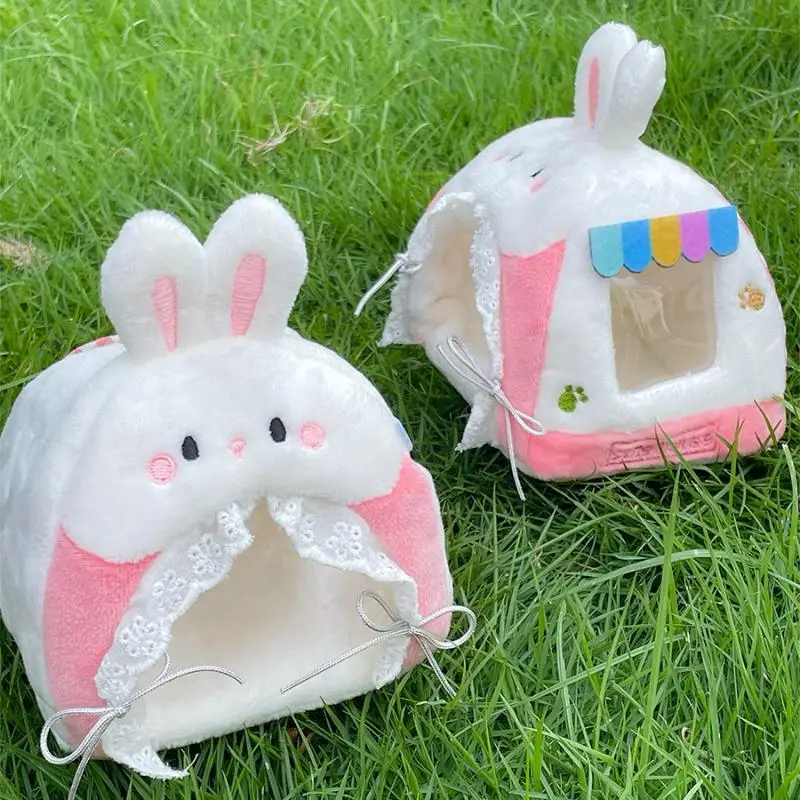 Cute Plush Rabbit Doll Tent Dollhouse Mini Soft Fluffy Plush Tent Decor Micro Scene Layout Ornament Small Pet Soft Plush Nest