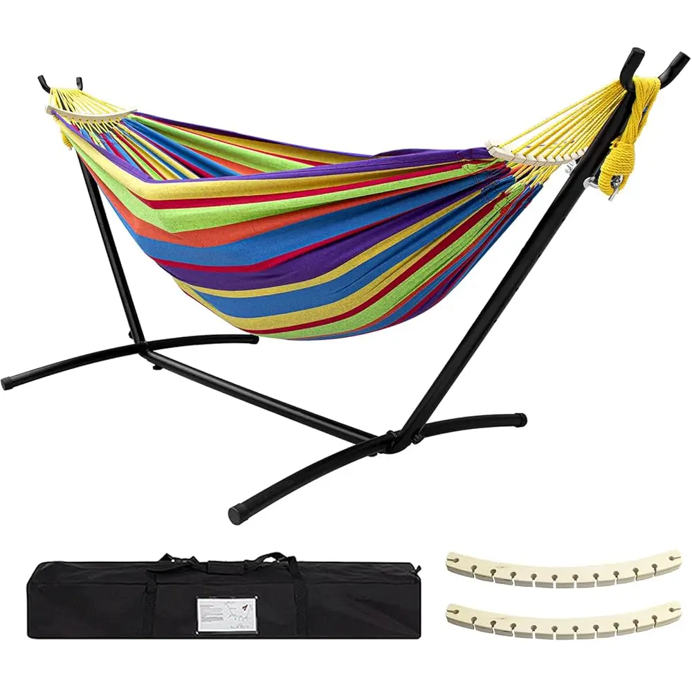 

Double Hammo With Stand Luded 450Lb Acity Steel Stand, Premium Carry Bag Luded And Two Anti Roll Balance Beam