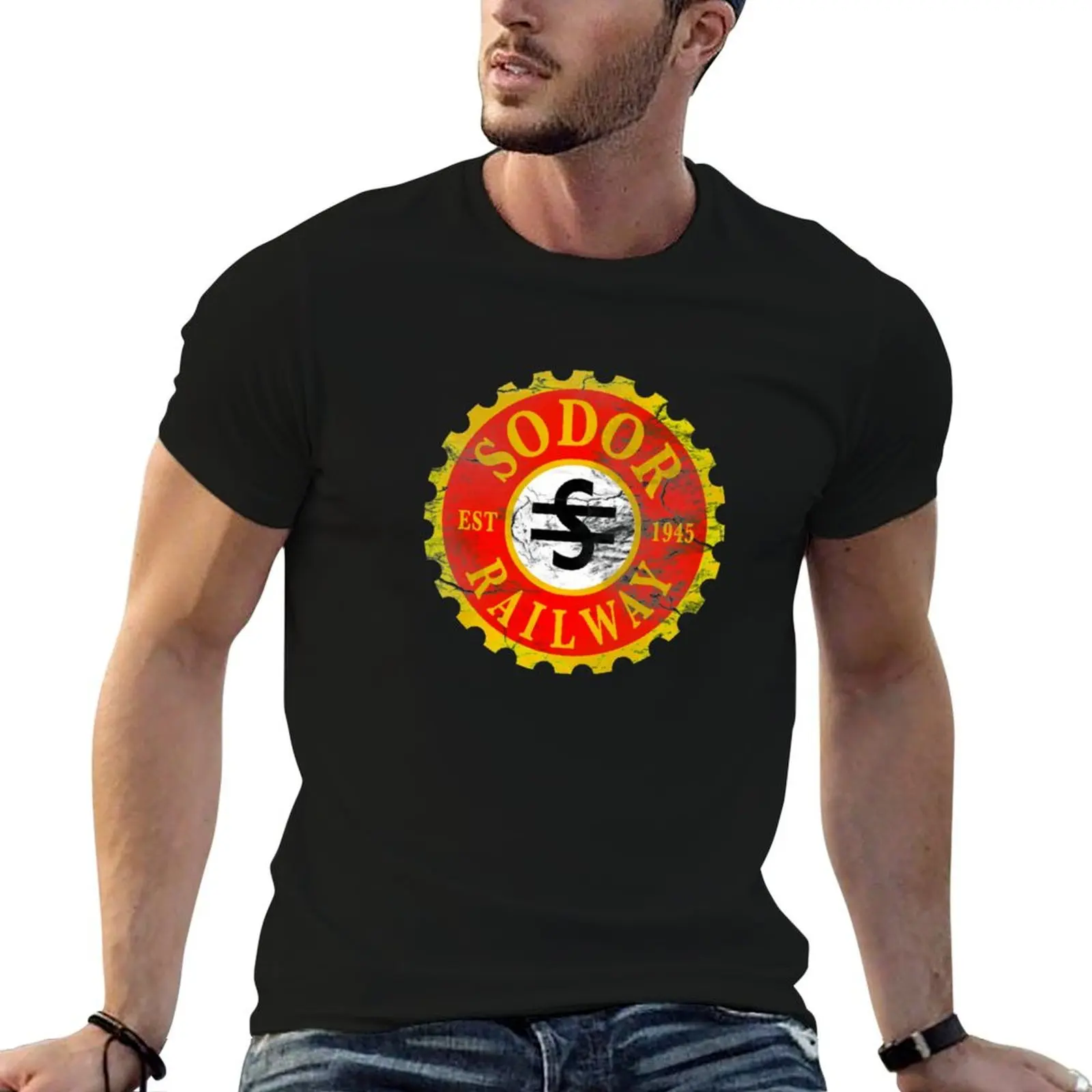 Sodor Railway Logo - Distressed Classic T-Shirt Relaxed Casual Short Sleeve Tee
