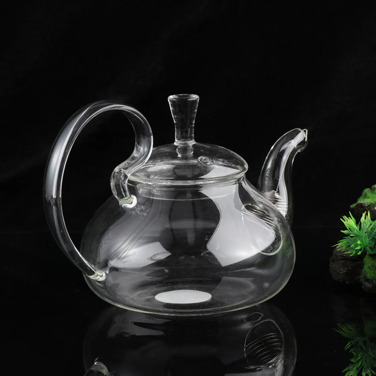 1Pcs Glass Teapot Raised Handle Heat Resistant Crystal Clear Transparent Tea Ware Embellished Teapot Scented Tea Table