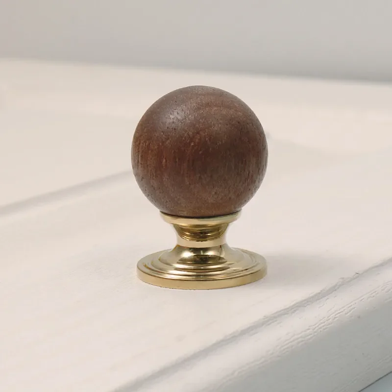 Wardrobe Handle Black Walnut Modern Style Handle Retro Brass Drawer Ball Single Hole Cabinet Door Handle