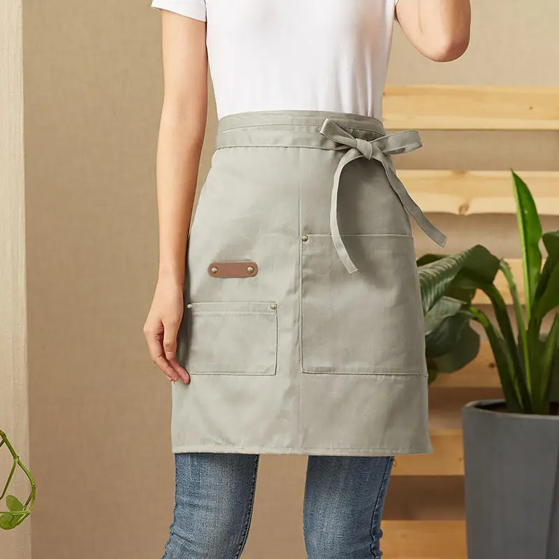 女性用キャンバスショートエプロン,ウエイターセラー,小さなハーフエプロン,カスタム,レストラン,バー,カフェ,フードショップ,付き人,仕事,腰