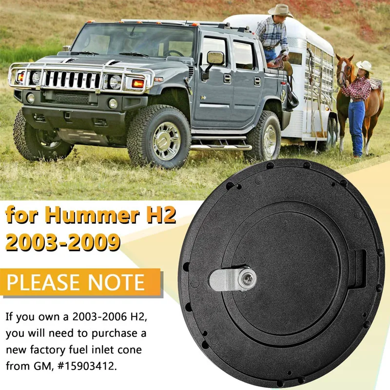 YMT Barrel Lock Billet Aluminum Exterior Accessories Locking Fuel Filler Door Gas Cap Tank Cover for Hummer H2 2003-2009