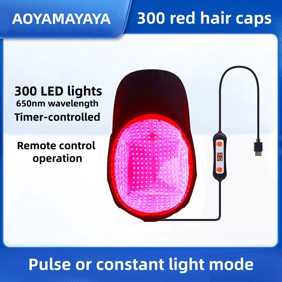 

300Pcs LEDs 650nm Red Light Therapy Hair Growth Cap for Hair Regrowth Anti Hair Loss Relax Scalp Hair Care Hat grow light